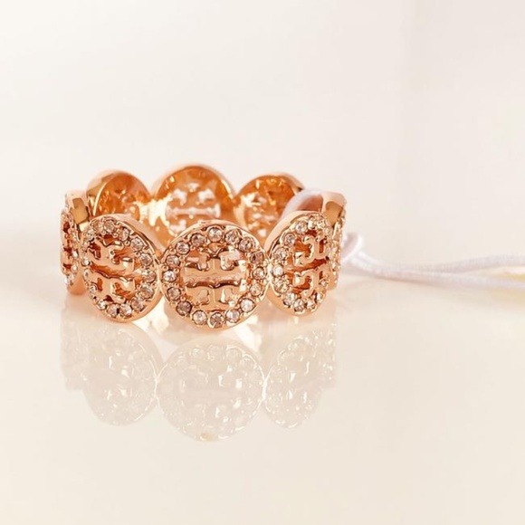 NWT Tory Burch Miller Swarovski Crystal Pave Ring Rose Gold Rtl $215 - Picture 4 of 7